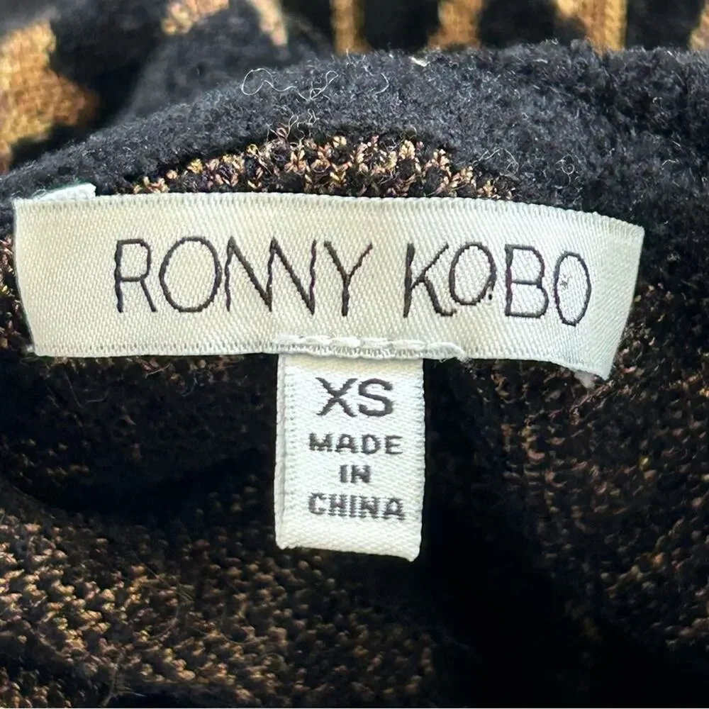 Ronny Kobo Dahlia Leopard Animal Turtleneck Pullover Sweater X-Small